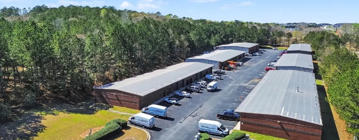 Aerial — park approach from the north